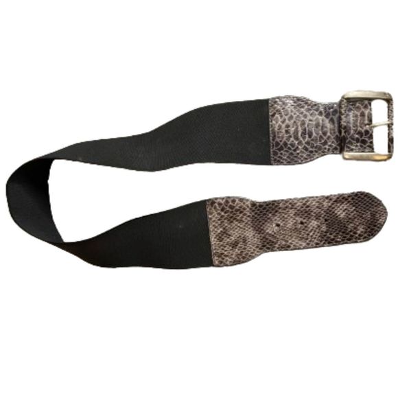Express Gray Snake Print Elastic Stretch Belt - Size S/M - Picture 1 of 6